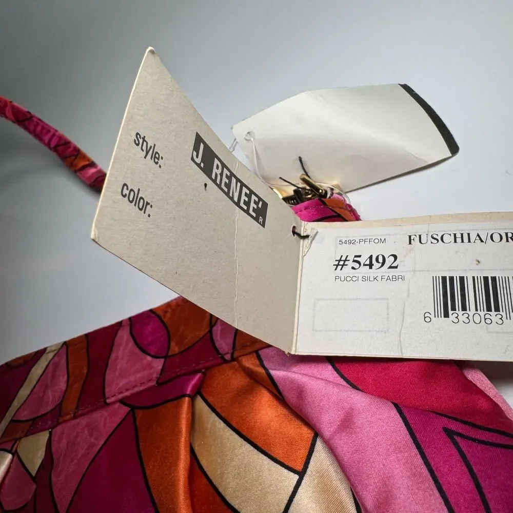 VTG J Renee Shoulder Bag Geometric Abstract Pink Orange Retro 80s 90s Satin NWT
